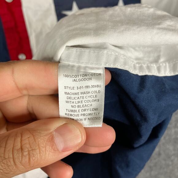 Roper Western Shirt Mens L USA Flag Stars Stripes Pearl Snap Long Sleeve Rodeo - Picture 7 of 9